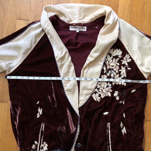 Free People Burgundy and Cream Embroidered Coat - Picture 13 of 14